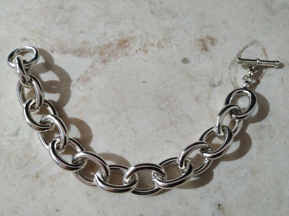 Fio e pulseiras em prata de lei, 925