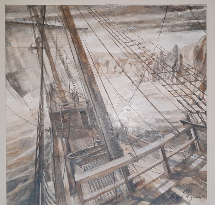 Pintura do artista Fernando Arribillaga "Nau Victória ..