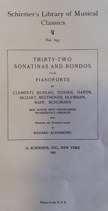 Partituras Thirty-Two Sonatinas and Rondos For Pianoforte