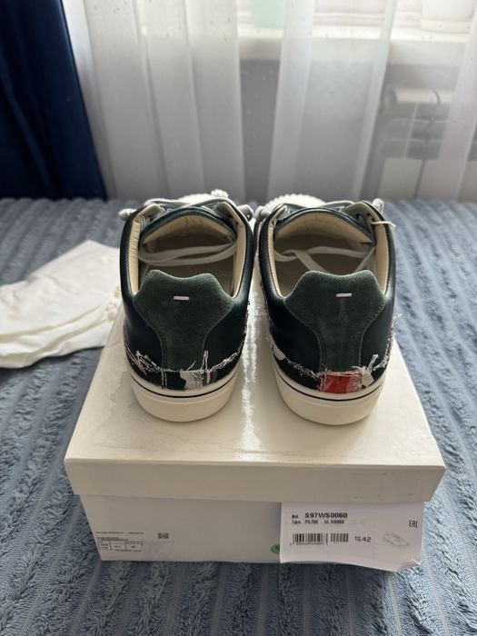 Maison Margiela Evolution Low Top  Distressed Green Leather