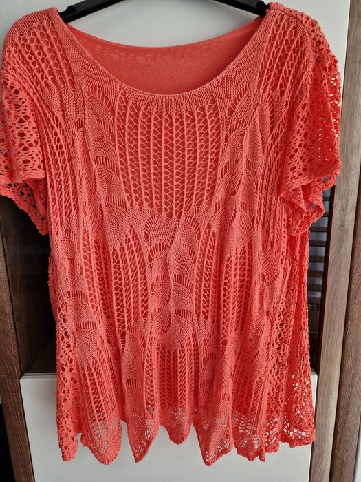 Koralowa dwuwarstwowa bluzka Made in Italy, r. M