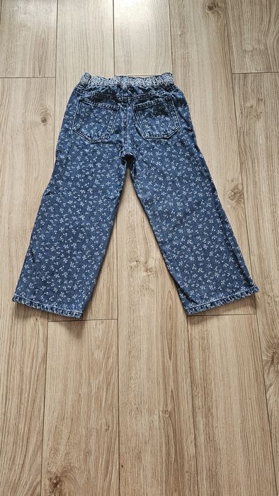 Jeansy Zara cullotte szerokie spodnie w kwiatuszki regulacja w pasie