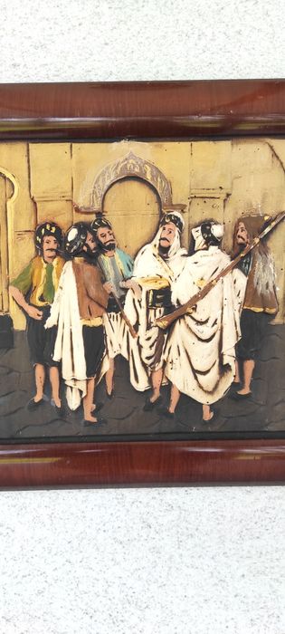 Płaskorzeźba Arabowie Strzelba Arab