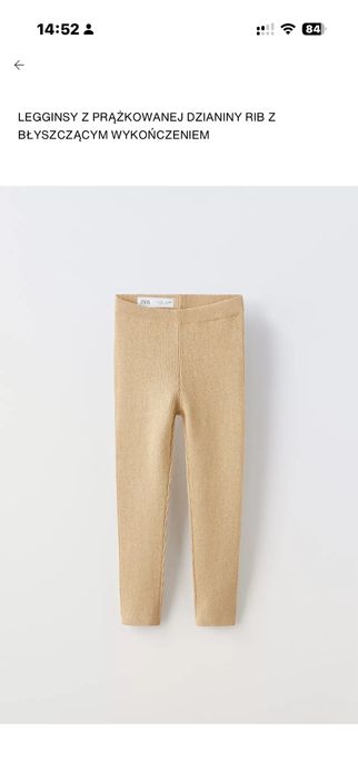 Zara legginsy 140 zlote nowe z metka