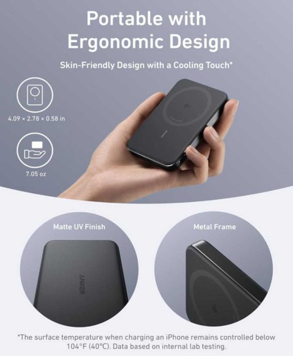 Магнітний повербанк Anker Ultra-Slim 10,000mA MagGo Qi2 15W. New