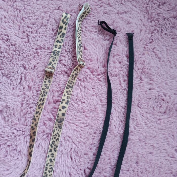 Ramiączka do biustonosza 2 pary czarne i panterka