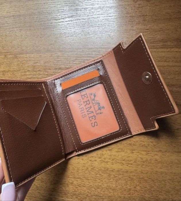 Гаманець ермес hermes коричневий маленький