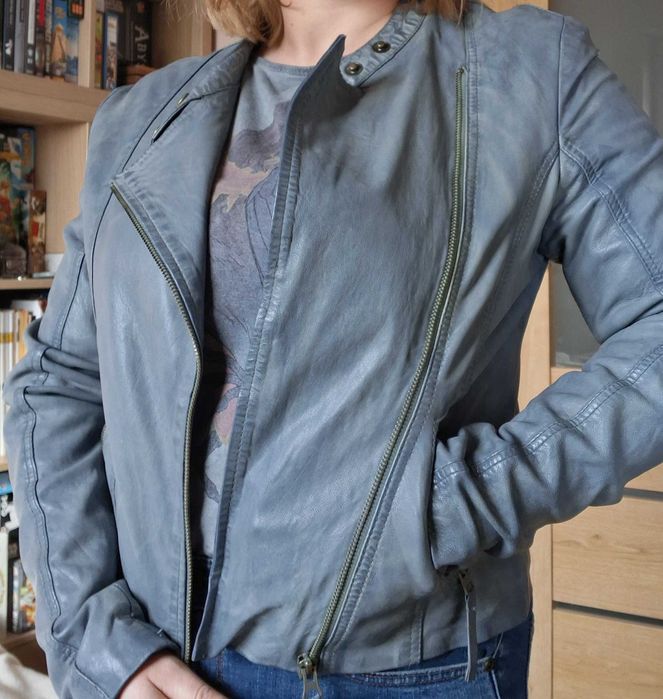 Kurtka skóra naturalna ramoneska, z piekna aplikacja na plecach