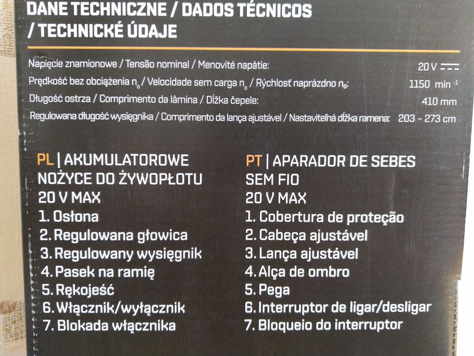 HIT Nożyce do żywopłotu 41cm akumulatorowe 20V z regulacją + pasek