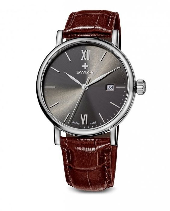 Zegarek damski Swiza Alza Gent, Sst, anthracite, brown WAT.0141.1005