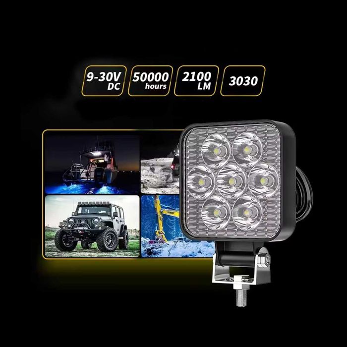 Par mini farois auxiliares LED 2,5" redondos quadrados