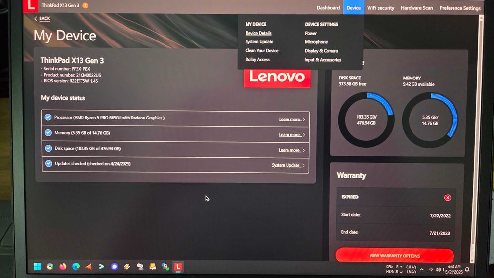 Lenovo ThinkPad X13 G3 2022 AMD Ryzen 16GB 512 NVME SSD