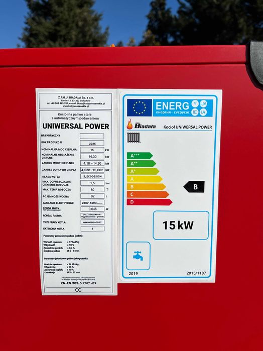 NOWOŚĆ! Kocioł na drewno, pellet, ekogroszek ATEST 5 KLASA 15 kW