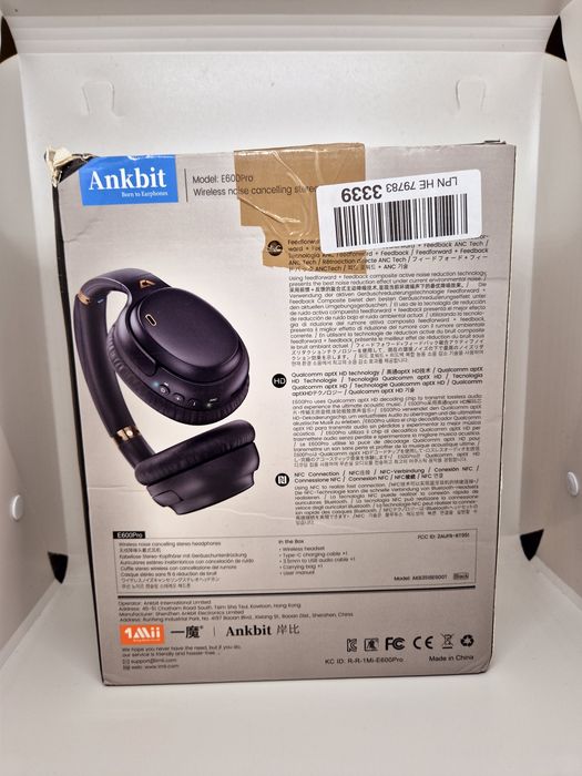 Nowe słuchawki bezprzewodowe wyciszające Ankbit Cuffie E600Pro Hybrid