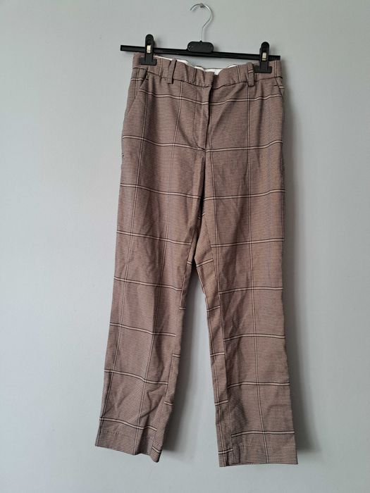 H&M spodnie z materiału kratka 36/s czarne brązowe