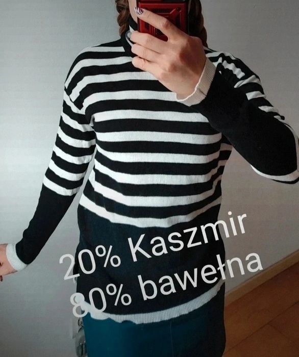 Kaszmirowy golf w paski r.M/L