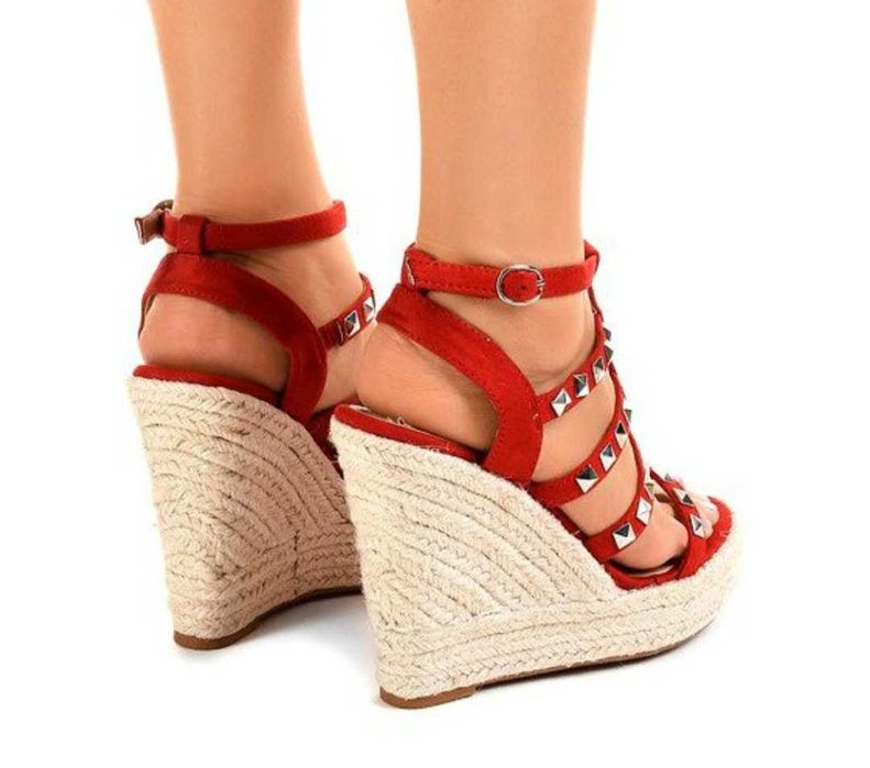 Czerwone espadryle na koturnie rozmiar 40