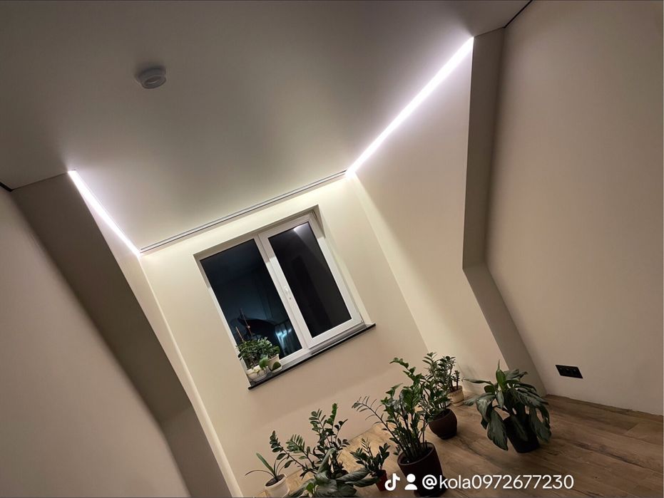 Наяжні стелі. Матові глянцеві сатинові