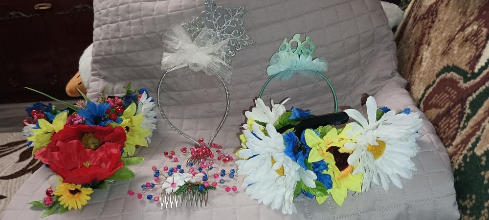 Обручі, сніжинка ,віночки українські, заколка  прикраси в волосся з