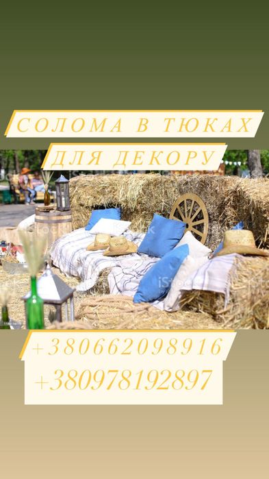 Солома в тюках для декору. Тюки