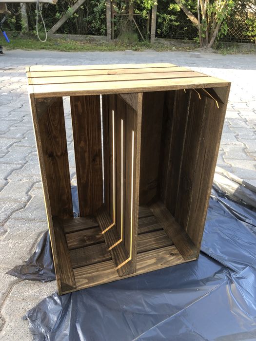 Drewniana skrzynka / regał handmade – rustykalny styl, naturalne drewn