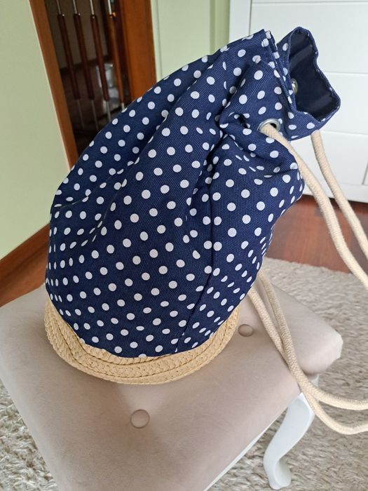 Worek, plecak, torba płócienna granat groszki