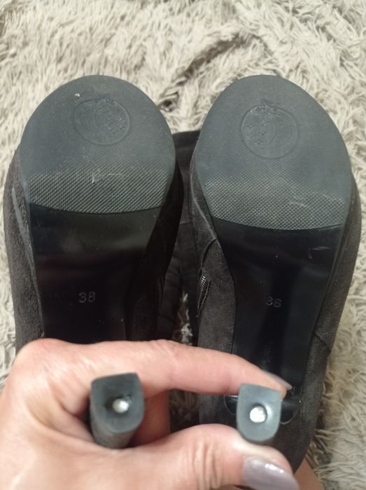 Замшеві чоботи ботфорти коричневі єврозима