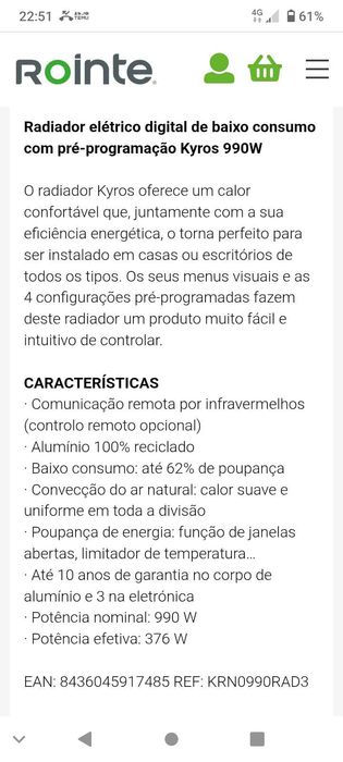 Radiador elétrico digital com pré-programação Kyros