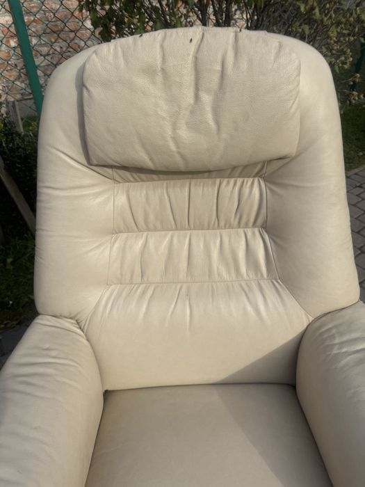 Крісло з пуфом шкіряне реклайнер (00133) релакс