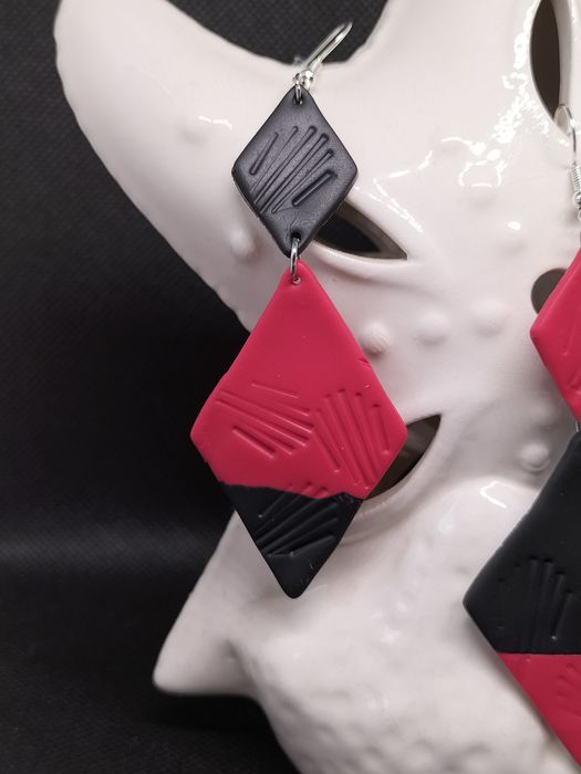 Kolczyki 2 romby z gliny polimerowej