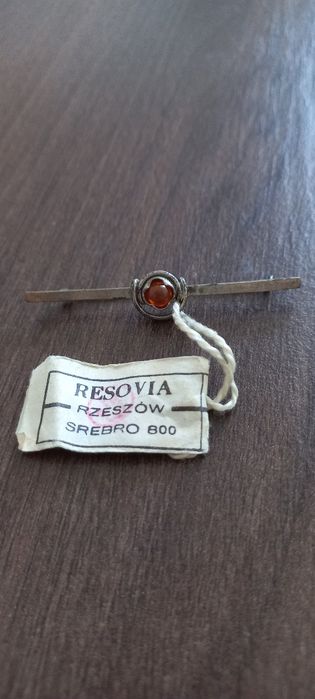 Srebrna broszka bursztyn Warmet Resovia