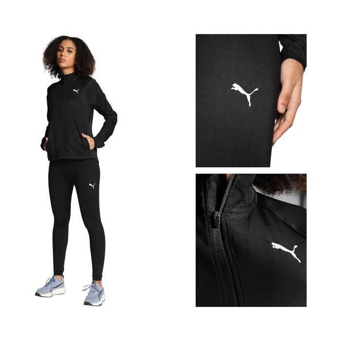 PUMA Dres Damski Komplet Slim Fit Czarny L 670024 Rozpinany Elastyczny Pas