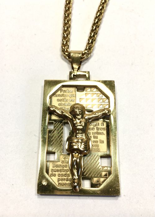 Złoty męski łańcuszek z zawieszką w 3D•pozłacany ogniowo próba 585 14K