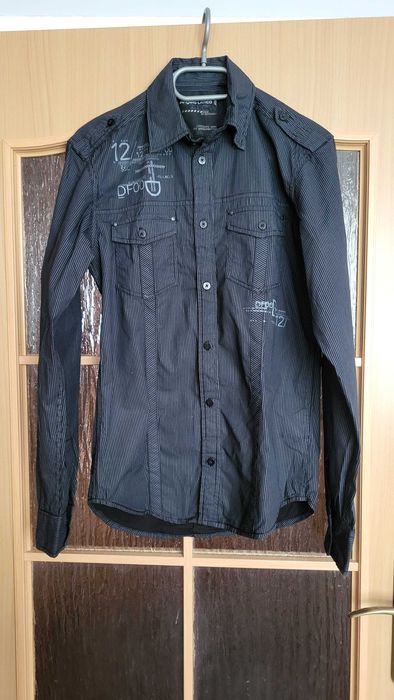 czarna koszula męska w paski Angelo Litrico