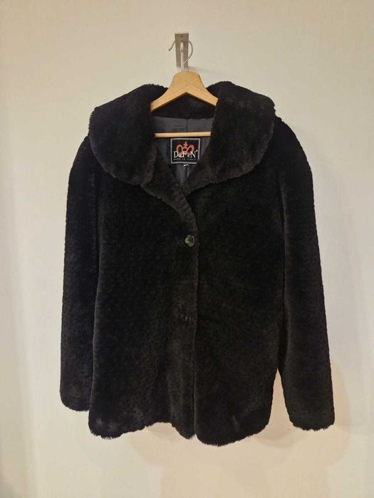 Eleganckie damskie futerko, czarne, DFN