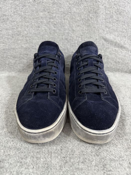 Santoni Navy Suede Low Top Sneakers Italy size 7 41 zamszowe sneakersy granatowe