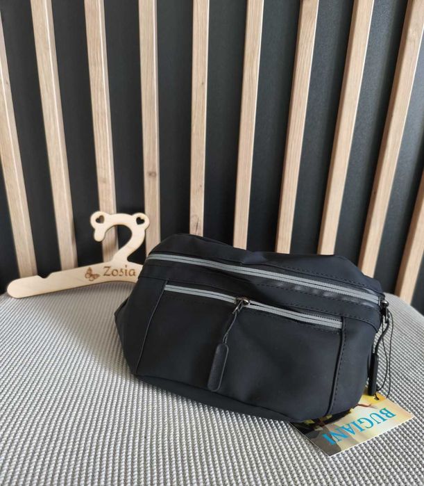 Czarna nerka męska nowa Bugiani regulowany pas biodrowy