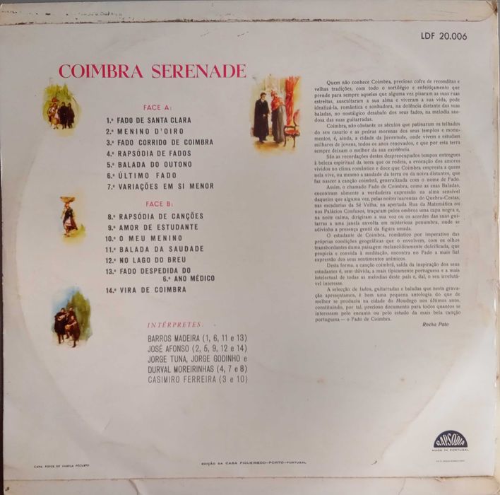 José Afonso, Barros Madeira, etc. - - - - - Coimbra Serenade	- - - 	LP