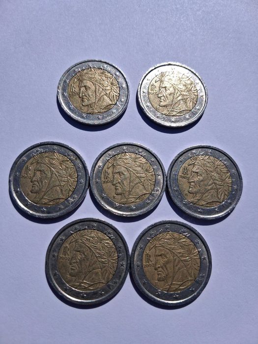 Moedas 2 euros Itália Dante Allighieri 2002 e 2005