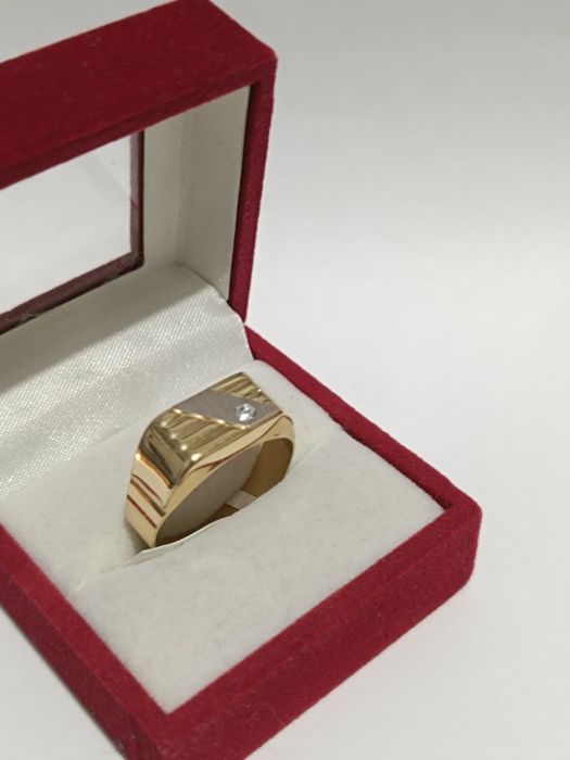 Złoty sygnet z cyrkonią roz. 26 złoto próby 585