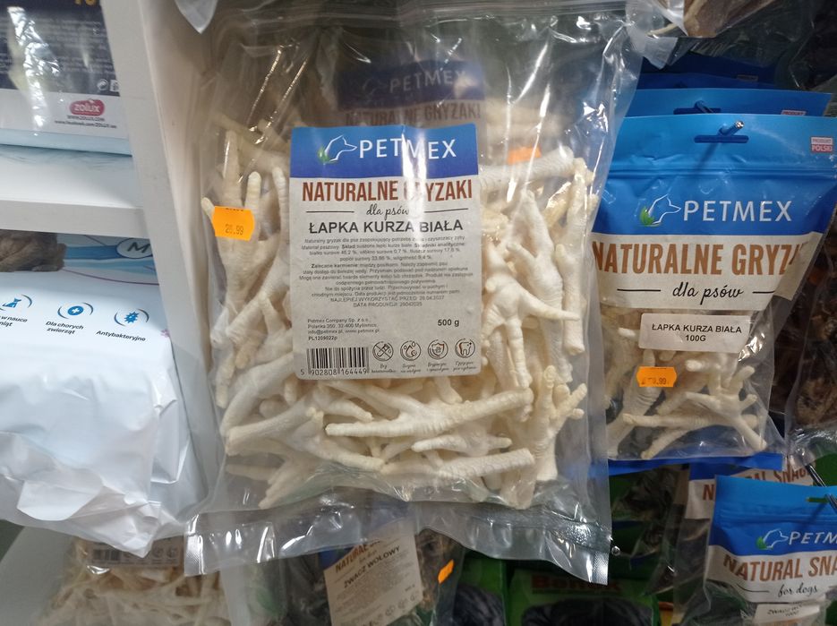 Kurze łapki białe duża paka 500g przysmak dla psa