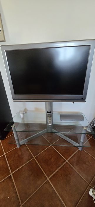 Tv + suporte de vidro