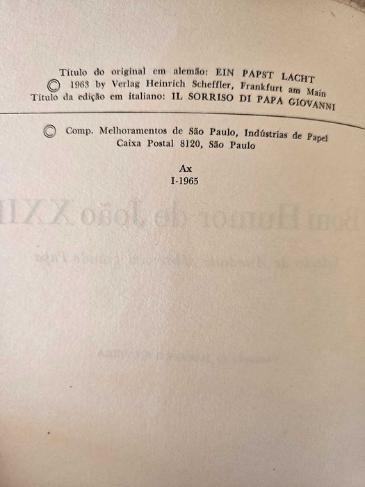 Livro O Bom Humor de João XXIII Kurt Klinger