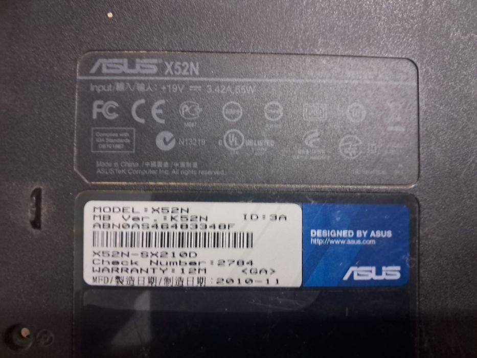 Asus x52N не робочий