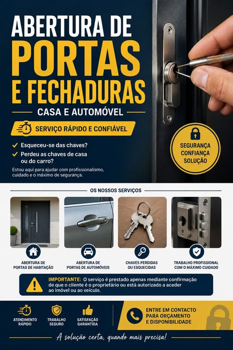 Abertura de Portas e Fechaduras – Casa e Automóvel | Serviço Rápido