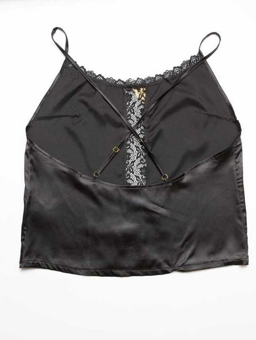 NOWA Satynowa piżamka komplet damski NA PREZENT odkryte plecy 36 38