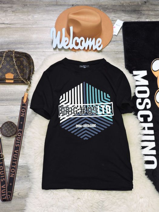 Tesentiales Czarny Męski t shirt print M