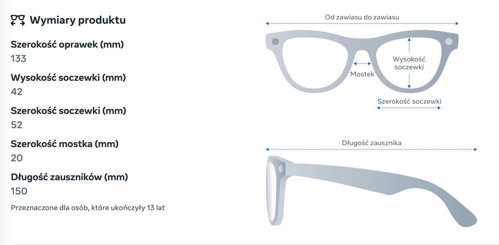 Smart okulary Ray Ban Meta Skyler NOWE zapakowane Gen 1