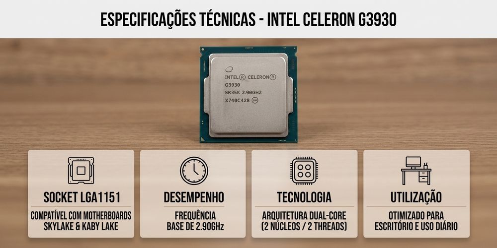 Processador Intel Celeron G3930 2.90GHz (Socket LGA1151) — Testado e Funcional