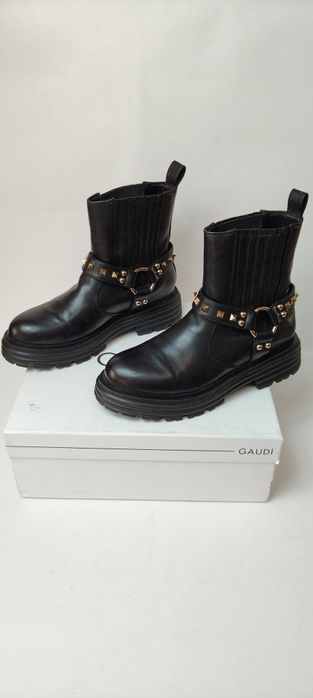 Buty botki damskie skórzane Gaudi Grade D roz 39 wkład 25 cm czarne